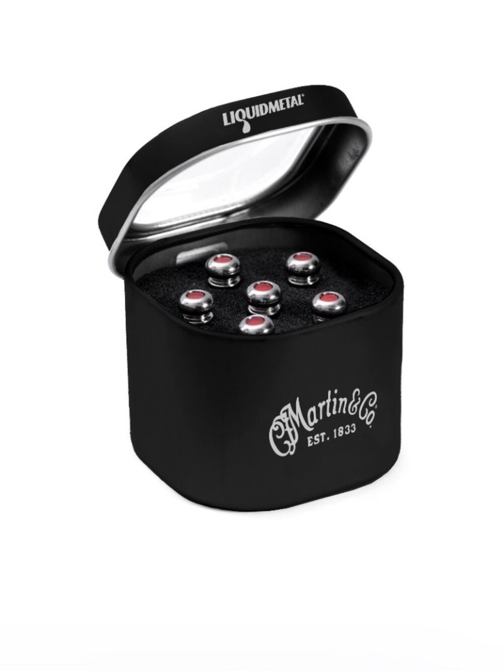 Martin Guitar Luxe by Martin Bridge Pins, Acoustic Guitar Chrome Bridge-Pin Set